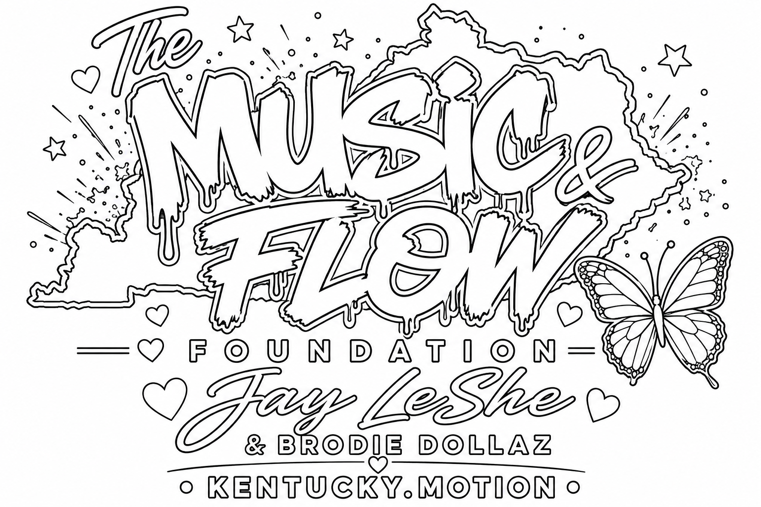 Music & Flow — Kentucky — printable fundraiser coloring page by The Music & Flow Foundation, Louisville KY