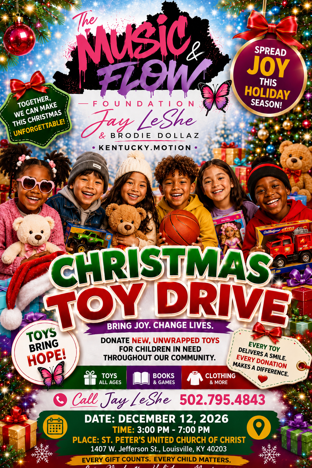 Christmas Toy Drive flyer — The Music & Flow Foundation