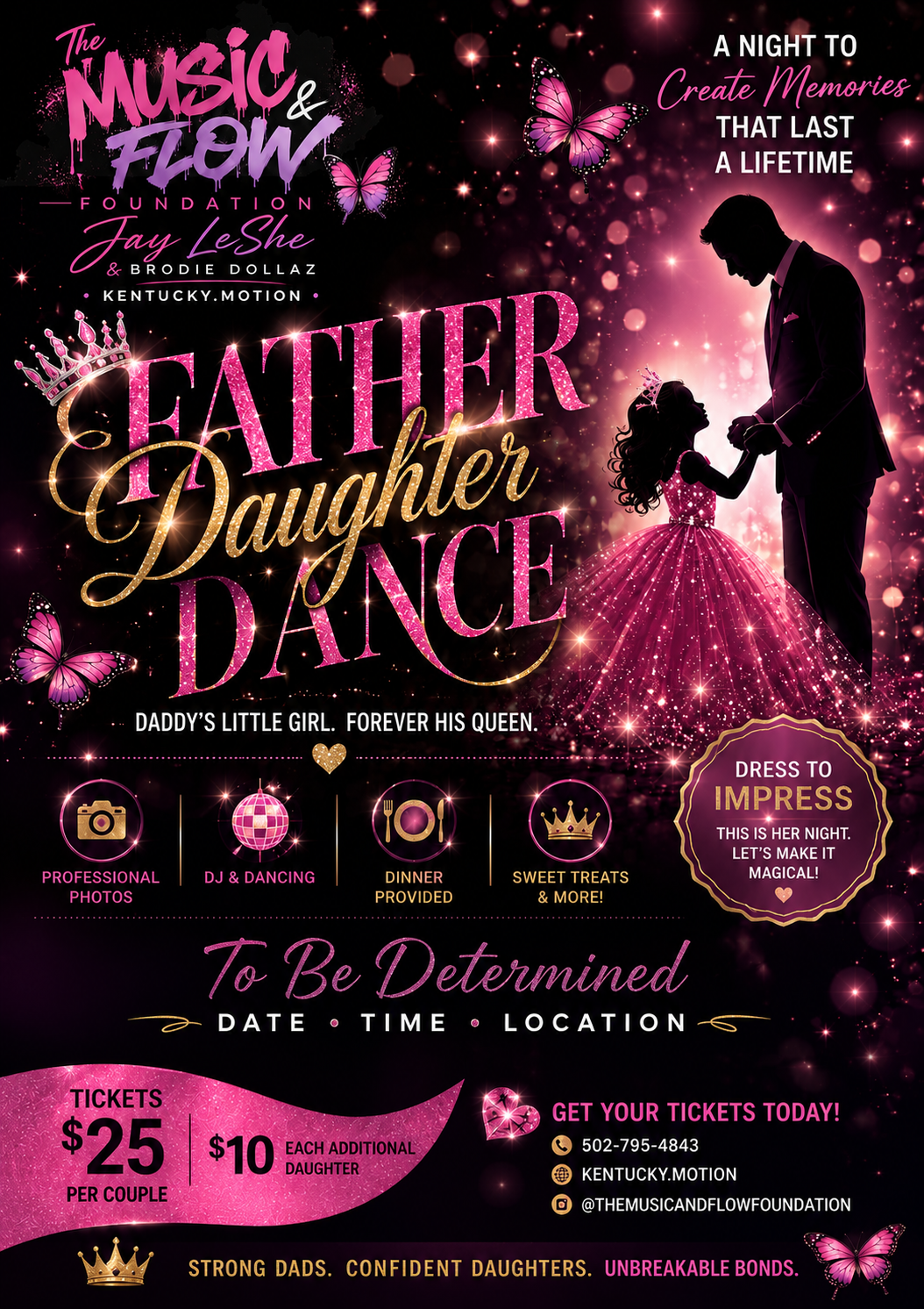 Father-Daughter Dance flyer — The Music & Flow Foundation