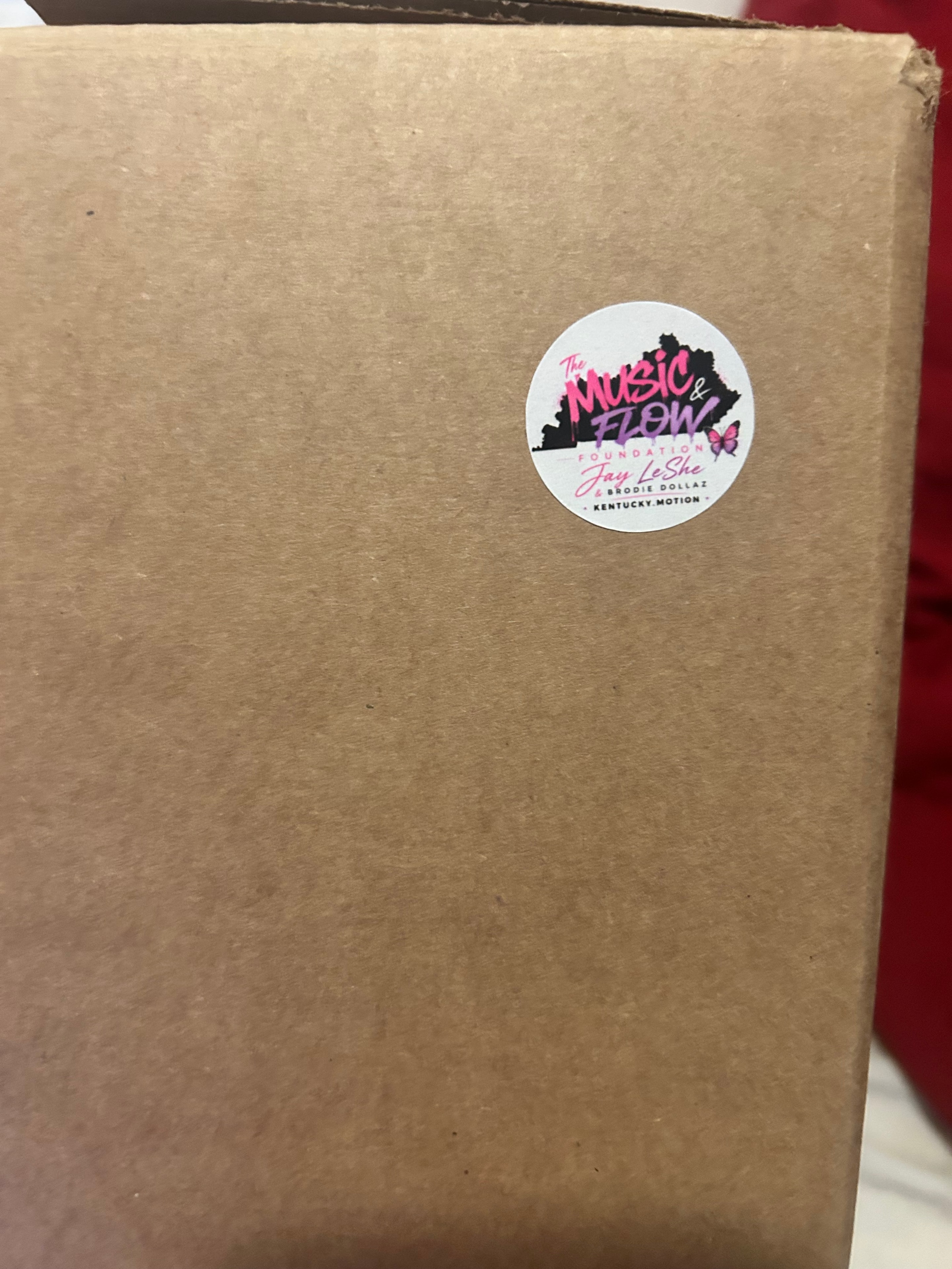 Foundation-branded care package box ready for delivery